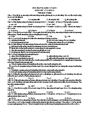 Đề kiểm tra định kỳ lần 1 môn Vật lý Khối 12